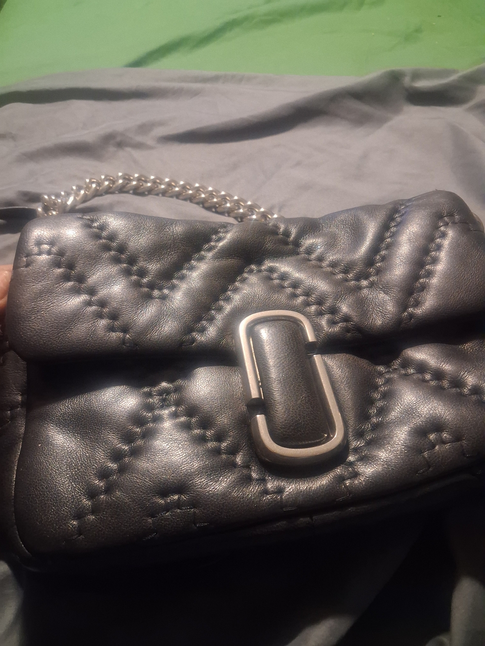 Marc Jacobs Black Quilted Shoulder Bag with Silver Hardware